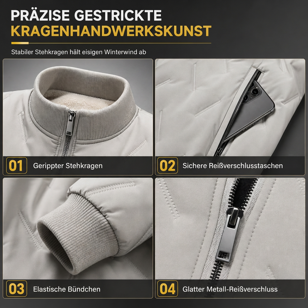🔥Beliebtes Produkt ！✨Herren-Winterjacke mit Fleecefutter und Wattierung