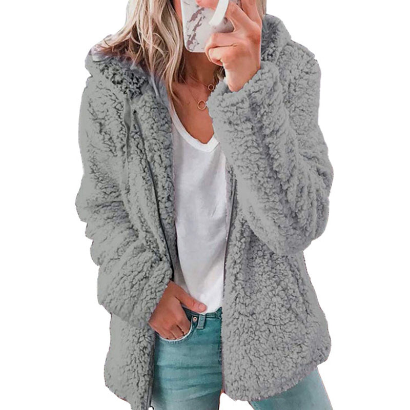 🚨 Eilmeldung: 50% endet heute Nacht! Damen-Kapuzenjacke mit Reißverschluss aus flauschigem Material