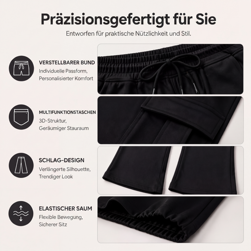 📢📢50% Rabatt!!! 🎉✨ Damen High-Waist Cargo-Flare-Hose mit Kordelzug