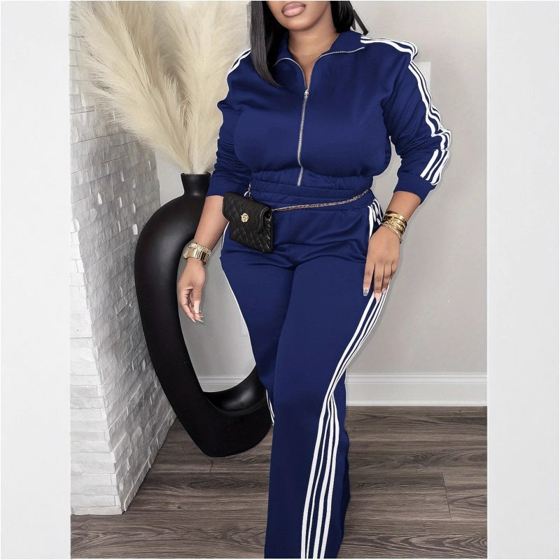 📢📢50% Rabatt!!! 🎉✨ Schicker sportlicher Trainingsanzug – Outfit aus langärmliger Jacke & Hose