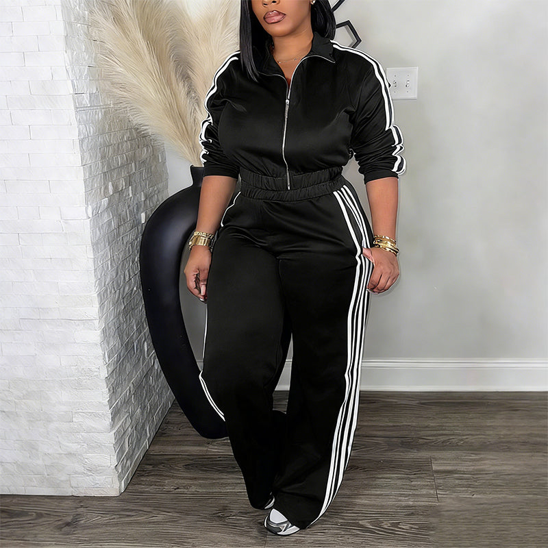📢📢50% Rabatt!!! 🎉✨ Schicker sportlicher Trainingsanzug – Outfit aus langärmliger Jacke & Hose