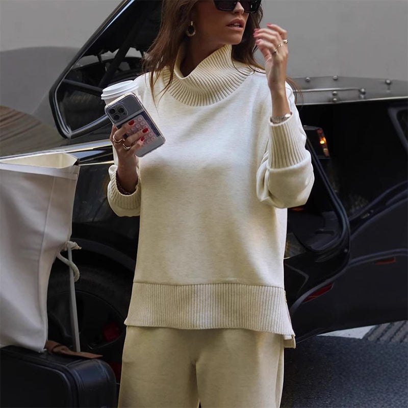 📢📢50%Rabatt!!!🎉✨Sweatshirt mit Stehkragen und seitlichem Reißverschluss & Hose (Zweiteiler)