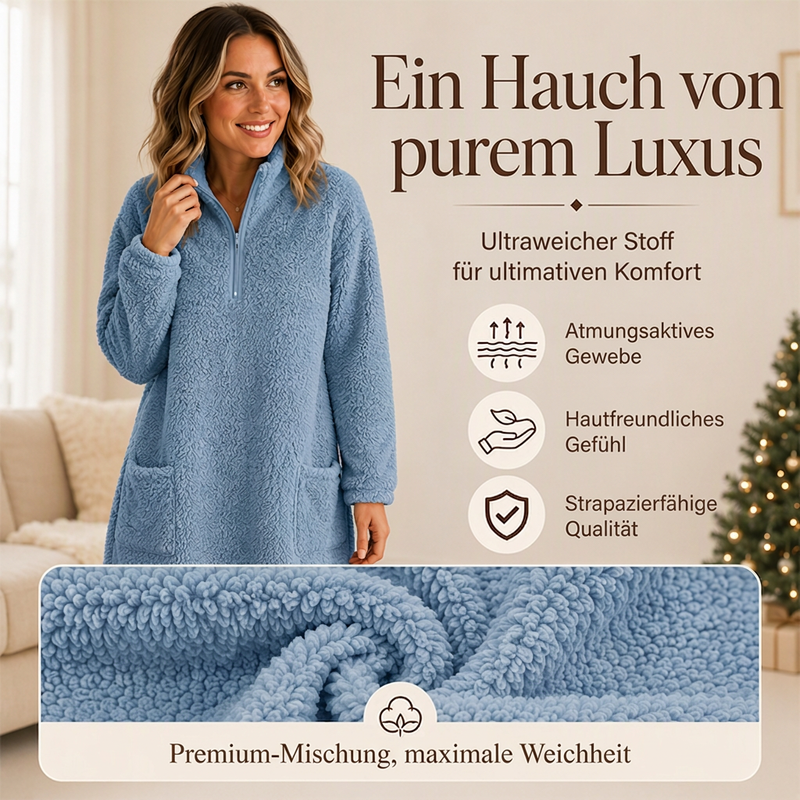 🔥Beliebtes Produkt ！✨Plüsch-Sweatshirt für Damen mit halbem Reißverschluss und Taschen