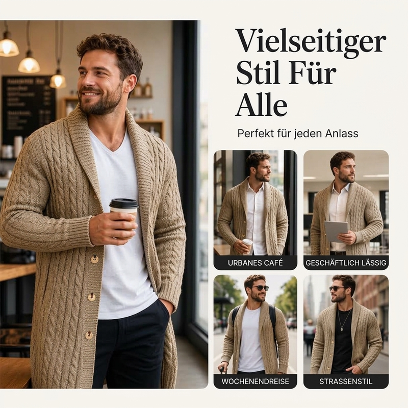 📢📢50% Rabatt!!! 🎉✨ Mittelanger Zopfstrick-Cardigan für Herren