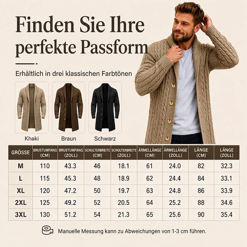 📢📢50% Rabatt!!! 🎉✨ Mittelanger Zopfstrick-Cardigan für Herren