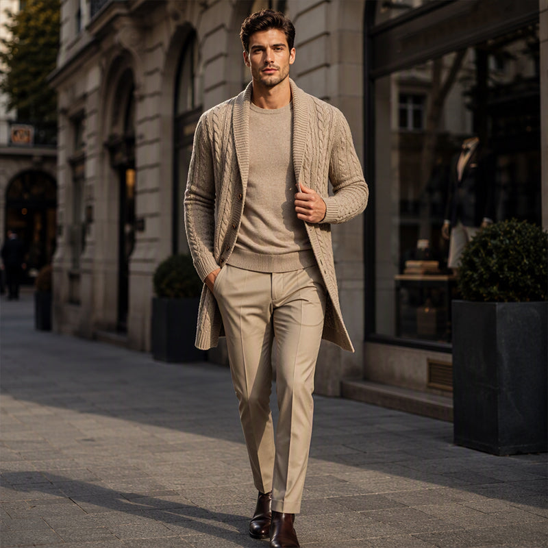 📢📢50% Rabatt!!! 🎉✨ Mittelanger Zopfstrick-Cardigan für Herren