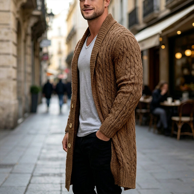 📢📢50% Rabatt!!! 🎉✨ Mittelanger Zopfstrick-Cardigan für Herren