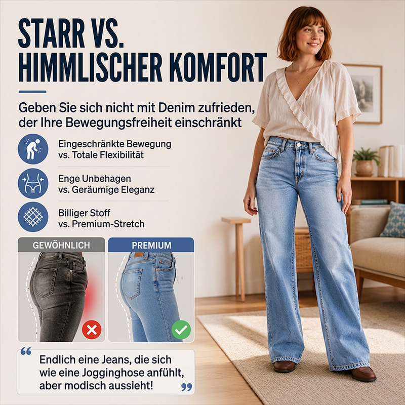 📢📢50% Rabatt!!! 🎉✨ Hochelastische Wide-Leg Jeans für Damen