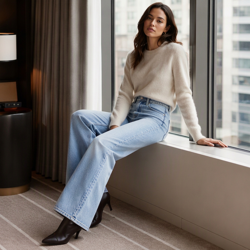📢📢50% Rabatt!!! 🎉✨ Hochelastische Wide-Leg Jeans für Damen