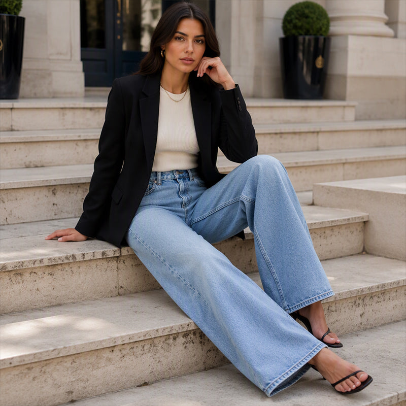 📢📢50% Rabatt!!! 🎉✨ Hochelastische Wide-Leg Jeans für Damen