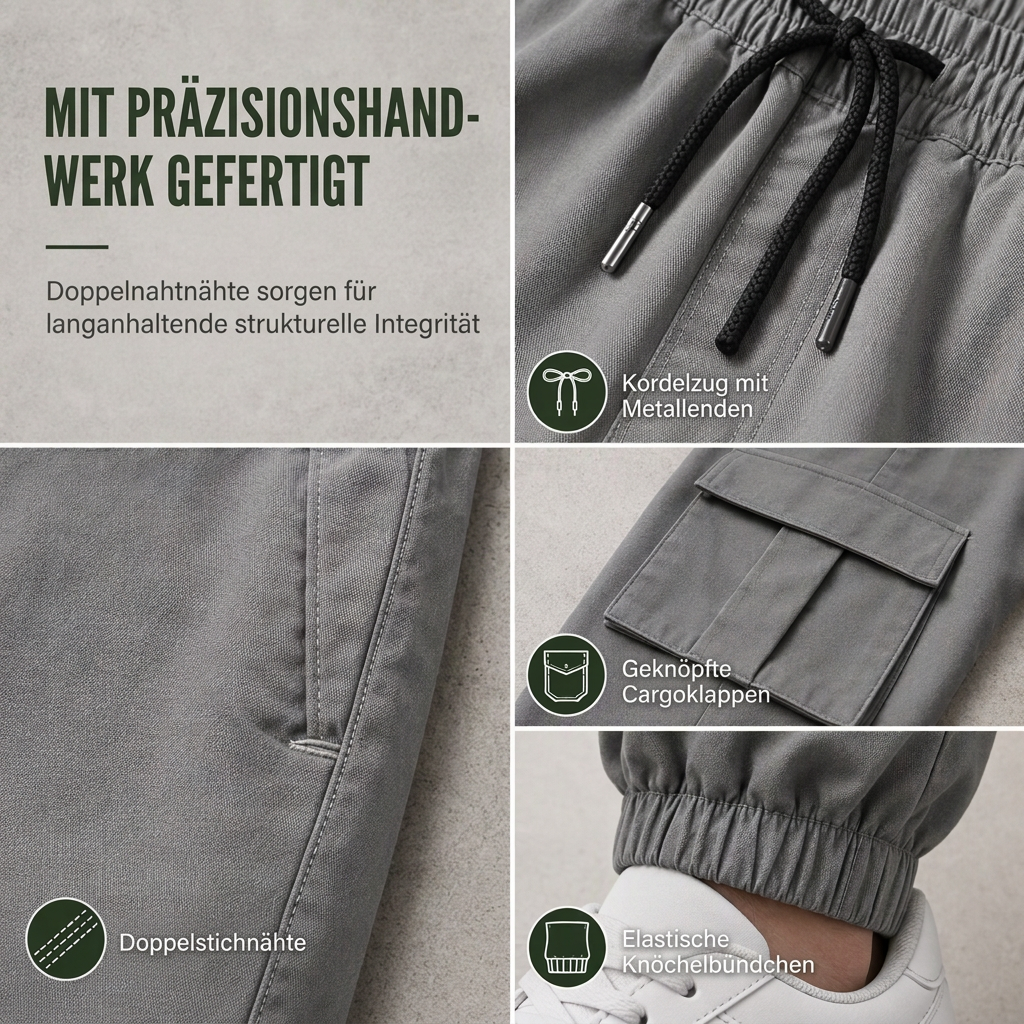 Cargo-Hose für Herren im Casual-Look mit mehreren Taschen und Kordelzug