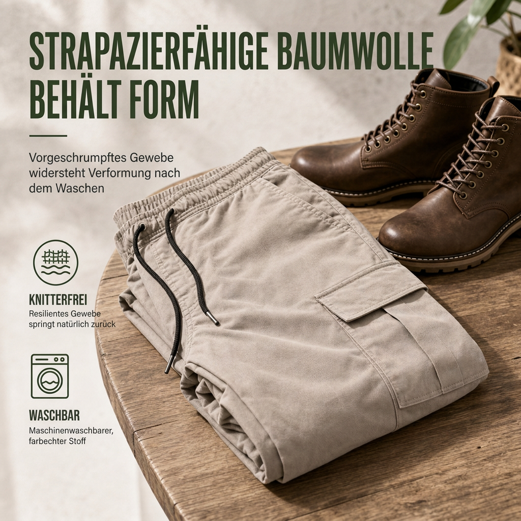 Cargo-Hose für Herren im Casual-Look mit mehreren Taschen und Kordelzug