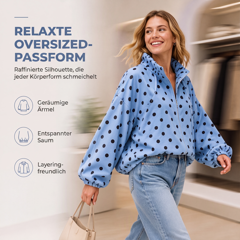 📢📢50%Rabatt!!!🎉✨Lässige gepunktete Jacke mit Reißverschluss für Damen