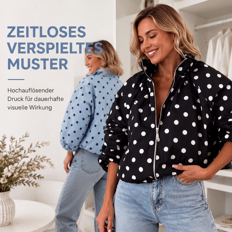 📢📢50%Rabatt!!!🎉✨Lässige gepunktete Jacke mit Reißverschluss für Damen