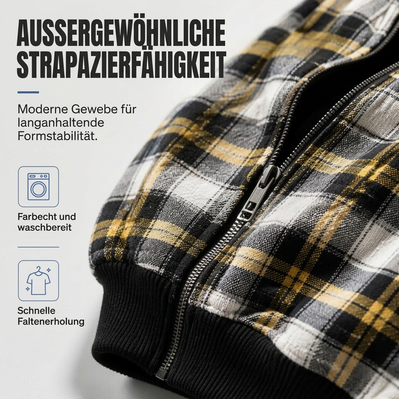 Unisex Wendbare Karierte Kapuzenjacke mit Reißverschluss