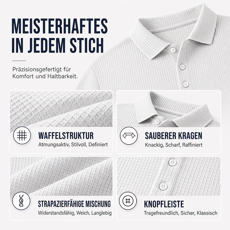 📢🎉50%Rabatt!!!🛍️✨Herren-Oberteil mit Waffelstrick, Langarm und Kragen