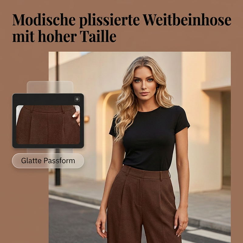 📢🎉50%Rabatt!!!🛍️✨Damen Hochbund Plissierte Weite Hosen