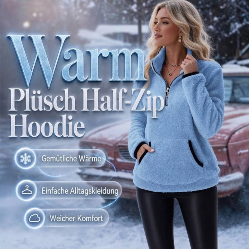 📢🎉50%Rabatt!!!🛍️✨Damen-Sweatshirt mit halbem Reißverschluss aus warmem Plüsch