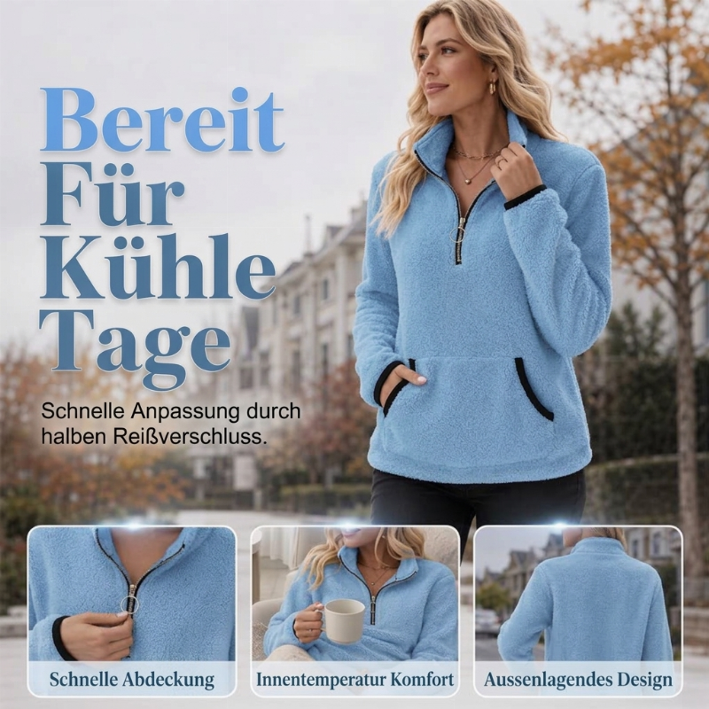 📢🎉50%Rabatt!!!🛍️✨Damen-Sweatshirt mit halbem Reißverschluss aus warmem Plüsch