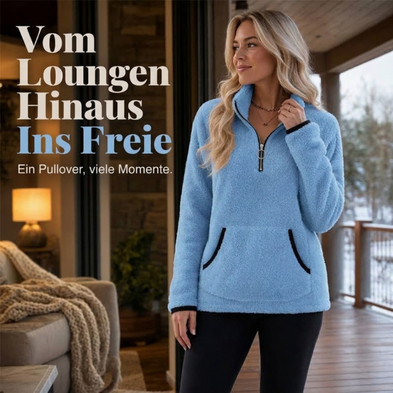 📢🎉50%Rabatt!!!🛍️✨Damen-Sweatshirt mit halbem Reißverschluss aus warmem Plüsch