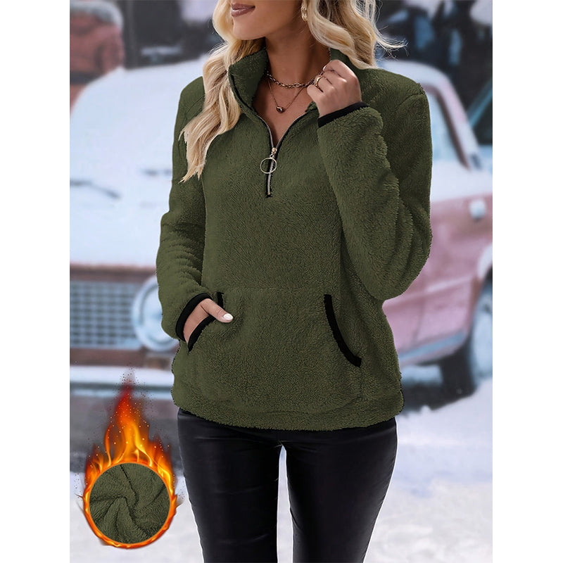 📢🎉50%Rabatt!!!🛍️✨Damen-Sweatshirt mit halbem Reißverschluss aus warmem Plüsch