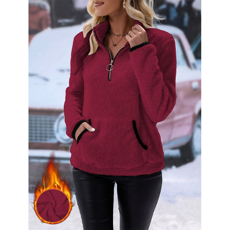 📢🎉50%Rabatt!!!🛍️✨Damen-Sweatshirt mit halbem Reißverschluss aus warmem Plüsch
