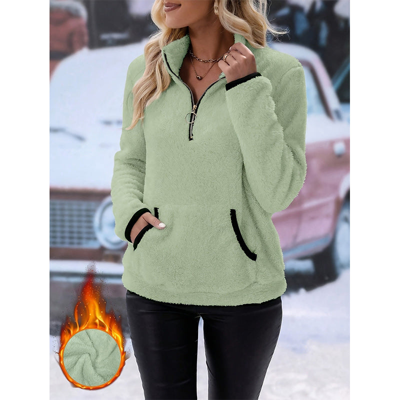 📢🎉50%Rabatt!!!🛍️✨Damen-Sweatshirt mit halbem Reißverschluss aus warmem Plüsch