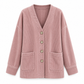 Lässige Cord-Strickjacke mit V-Ausschnitt für Damen