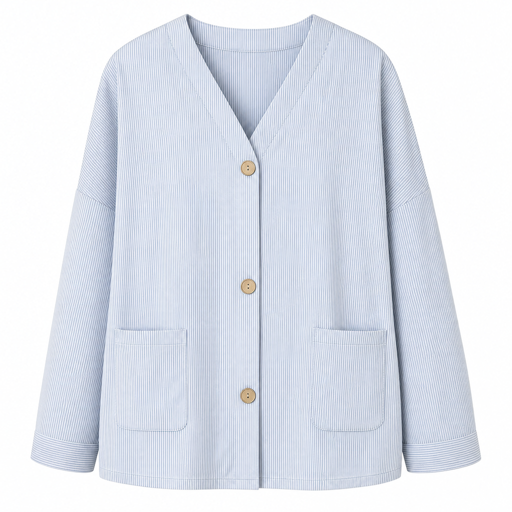 Lässige Cord-Strickjacke mit V-Ausschnitt für Damen