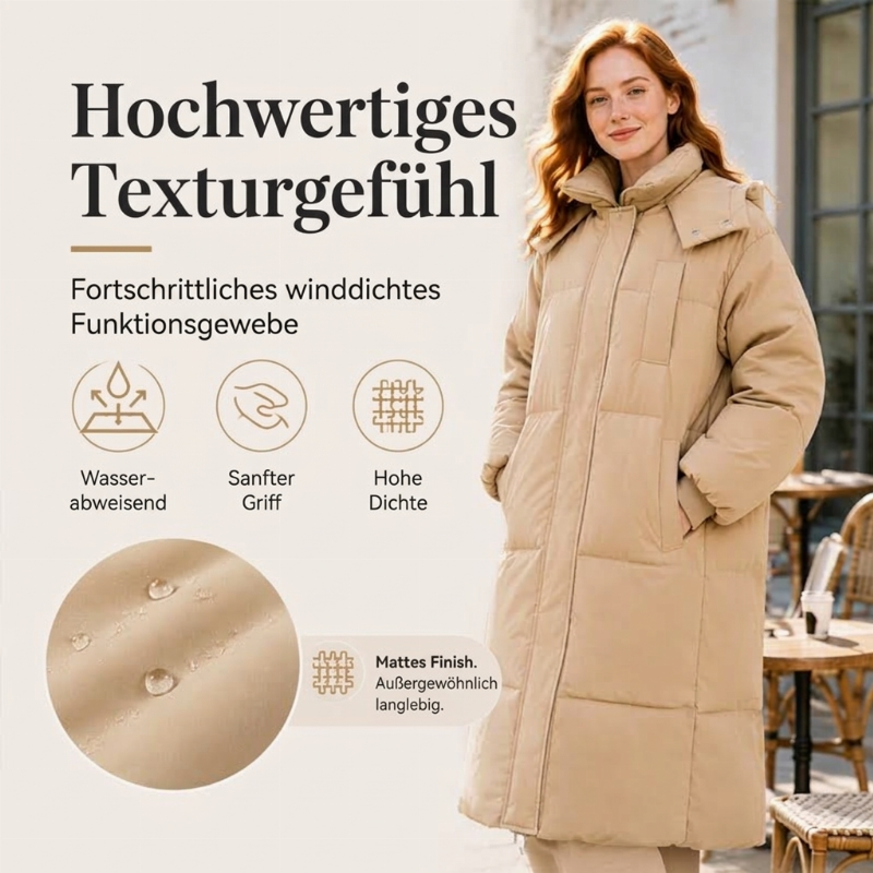 Warme, lockere Damen-Winterjacke mit Kapuze