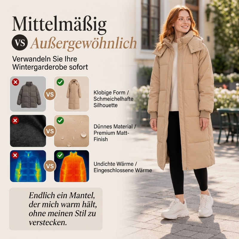 Warme, lockere Damen-Winterjacke mit Kapuze