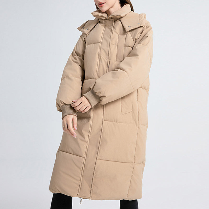 Warme, lockere Damen-Winterjacke mit Kapuze