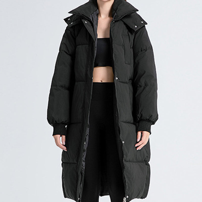 Warme, lockere Damen-Winterjacke mit Kapuze