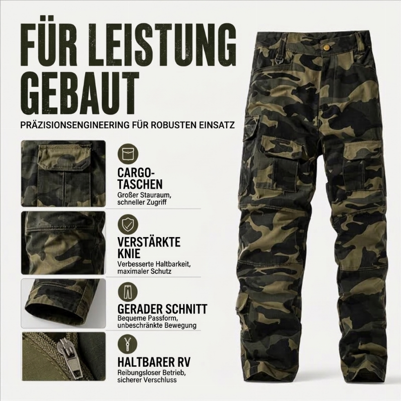 Mehrtaschige Cargohose für Herren in Tarnmuster