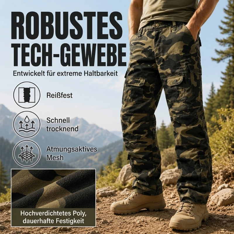 Mehrtaschige Cargohose für Herren in Tarnmuster