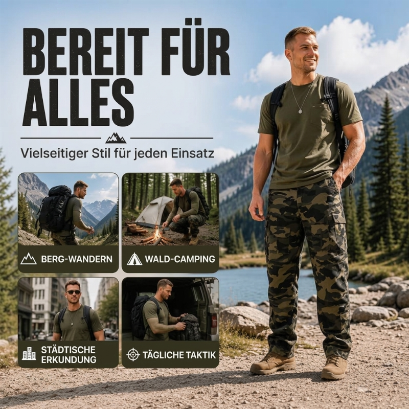 Mehrtaschige Cargohose für Herren in Tarnmuster
