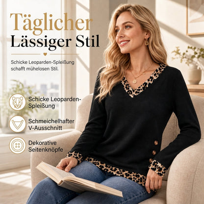 🔥Beliebtes Produkt ！✨Langärmliges Strickoberteil mit V-Ausschnitt für Damen