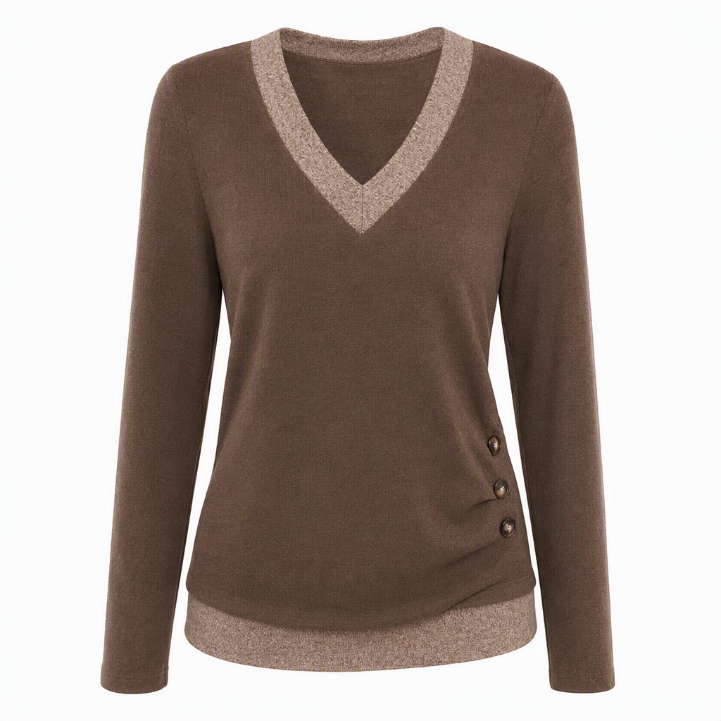 🔥Beliebtes Produkt ！✨Langärmliges Strickoberteil mit V-Ausschnitt für Damen