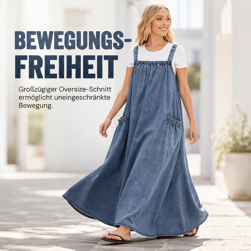 📢📢50%Rabatt!!!🎉✨Übergroßes lässiges Jeans-Maxikleid mit Trägern für Damen
