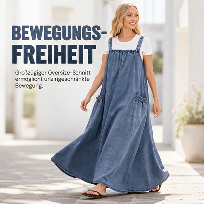 📢📢50%Rabatt!!!🎉✨Übergroßes lässiges Jeans-Maxikleid mit Trägern für Damen