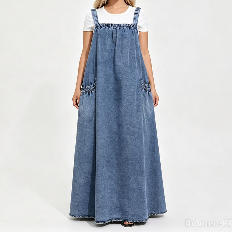 📢📢50%Rabatt!!!🎉✨Übergroßes lässiges Jeans-Maxikleid mit Trägern für Damen