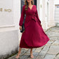 📢📢50%Rabatt!!!🎉✨Langes plissiertes Wickelkleid mit Bindegürtel für Damen