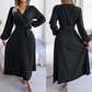📢📢50%Rabatt!!!🎉✨Langes plissiertes Wickelkleid mit Bindegürtel für Damen
