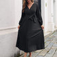 📢📢50%Rabatt!!!🎉✨Langes plissiertes Wickelkleid mit Bindegürtel für Damen