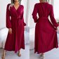 📢📢50%Rabatt!!!🎉✨Langes plissiertes Wickelkleid mit Bindegürtel für Damen