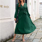 📢📢50%Rabatt!!!🎉✨Langes plissiertes Wickelkleid mit Bindegürtel für Damen