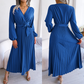 📢📢50%Rabatt!!!🎉✨Langes plissiertes Wickelkleid mit Bindegürtel für Damen