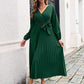 📢📢50%Rabatt!!!🎉✨Langes plissiertes Wickelkleid mit Bindegürtel für Damen