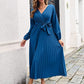 📢📢50%Rabatt!!!🎉✨Langes plissiertes Wickelkleid mit Bindegürtel für Damen