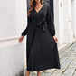 📢📢50%Rabatt!!!🎉✨Langes plissiertes Wickelkleid mit Bindegürtel für Damen